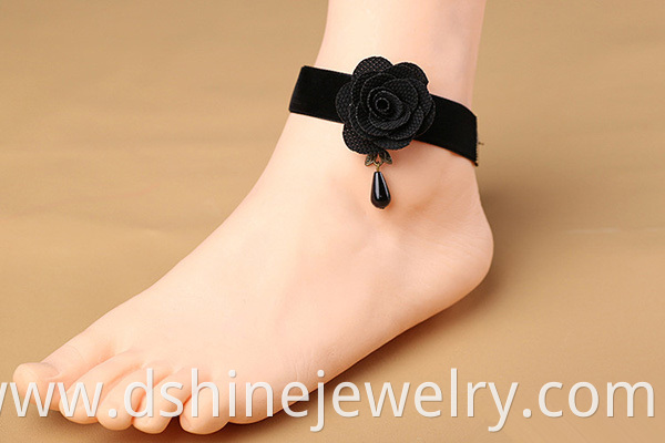 Sexy Black Flower Lace Anklet